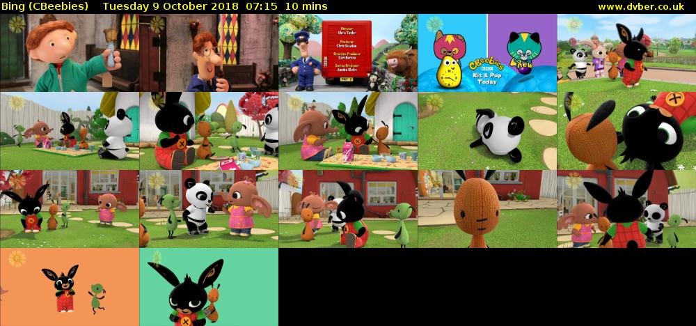 Bing (CBeebies) Tuesday 9 October 2018 07:15 - 07:25