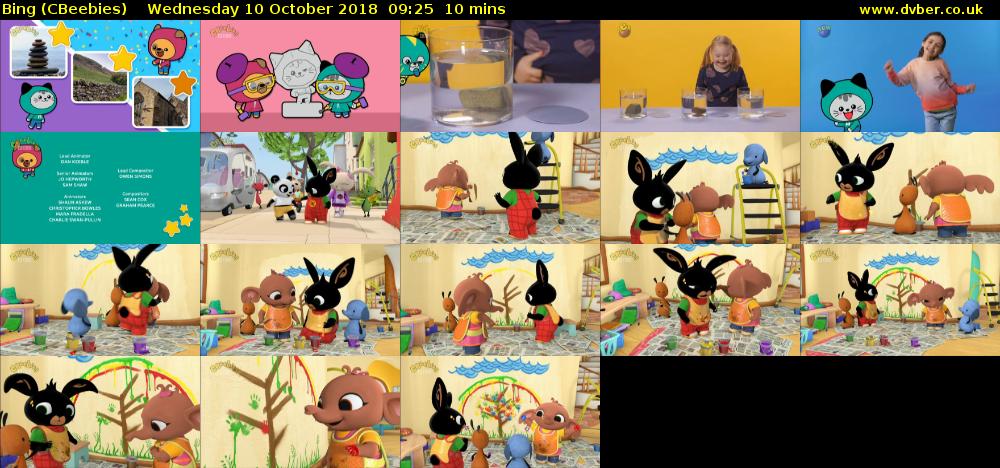 Bing (CBeebies) Wednesday 10 October 2018 09:25 - 09:35