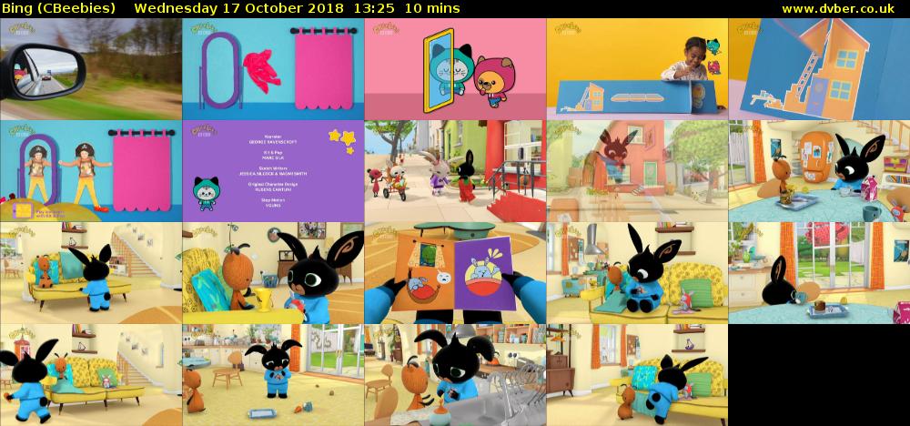 Bing (CBeebies) Wednesday 17 October 2018 13:25 - 13:35