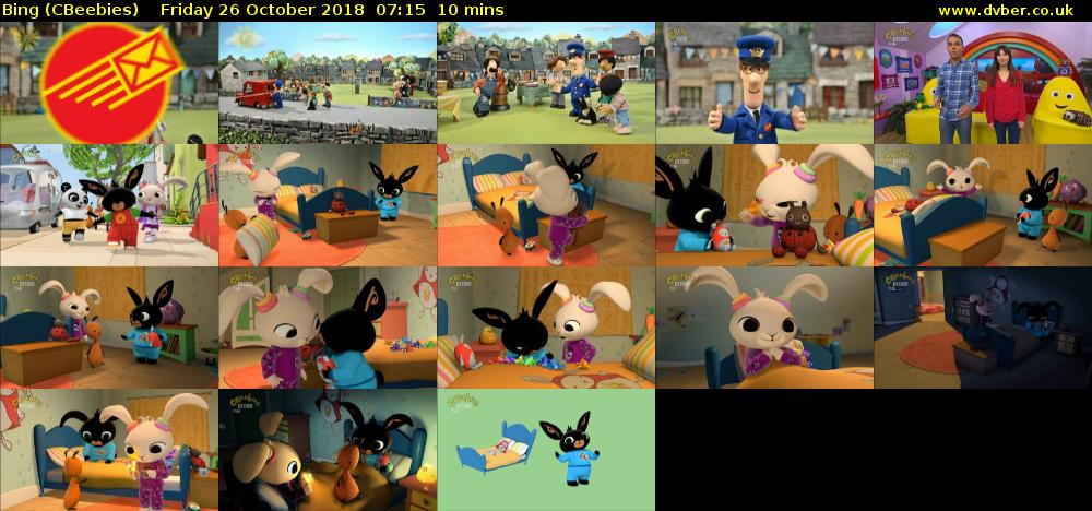 Bing (CBeebies) Friday 26 October 2018 07:15 - 07:25