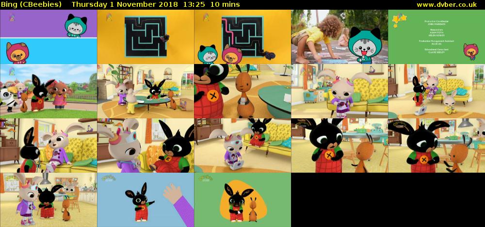 Bing (CBeebies) Thursday 1 November 2018 13:25 - 13:35
