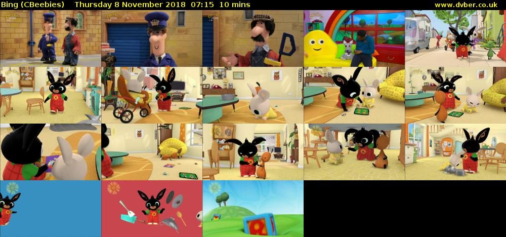 Bing (CBeebies) Thursday 8 November 2018 07:15 - 07:25