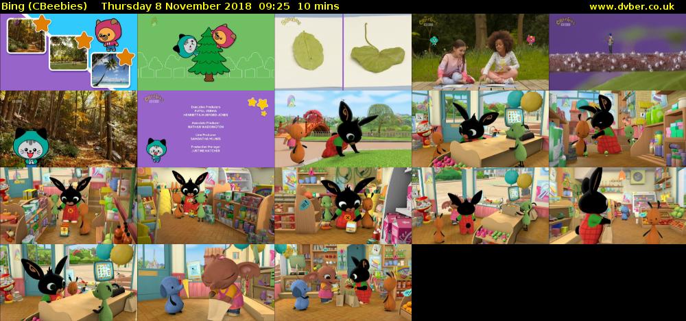 Bing (CBeebies) Thursday 8 November 2018 09:25 - 09:35