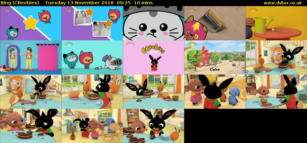 Bing (CBeebies) Tuesday 13 November 2018 09:25 - 09:35