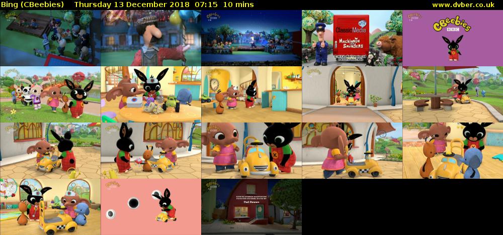 Bing (CBeebies) Thursday 13 December 2018 07:15 - 07:25