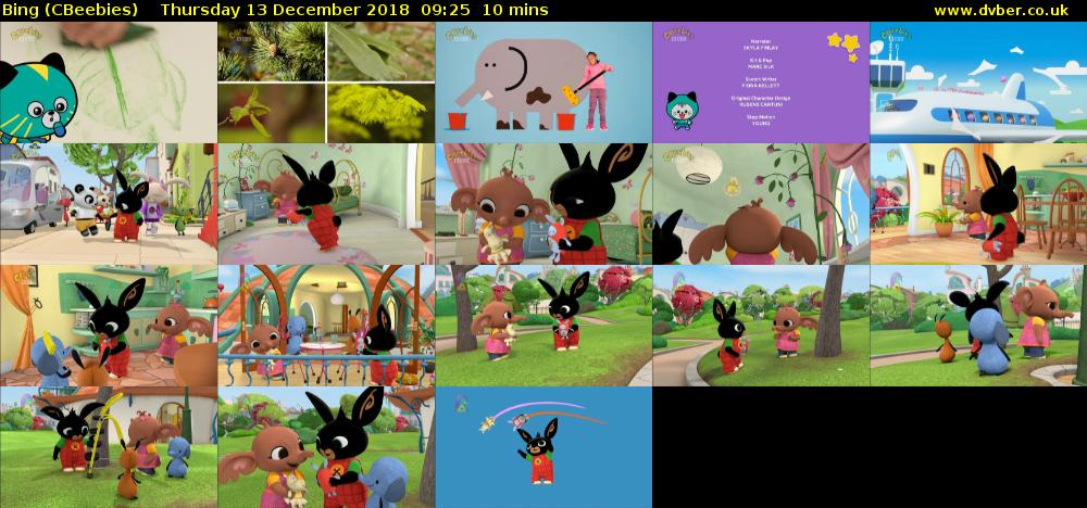 Bing (CBeebies) Thursday 13 December 2018 09:25 - 09:35