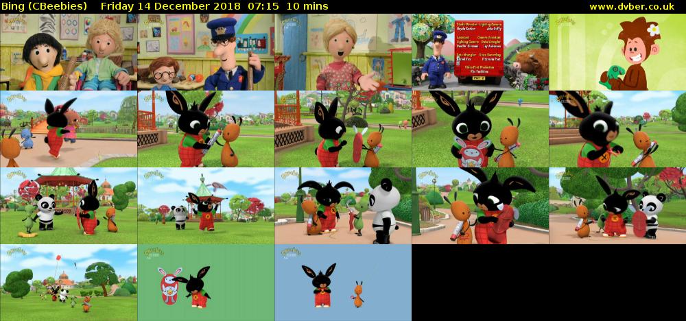 Bing (CBeebies) Friday 14 December 2018 07:15 - 07:25