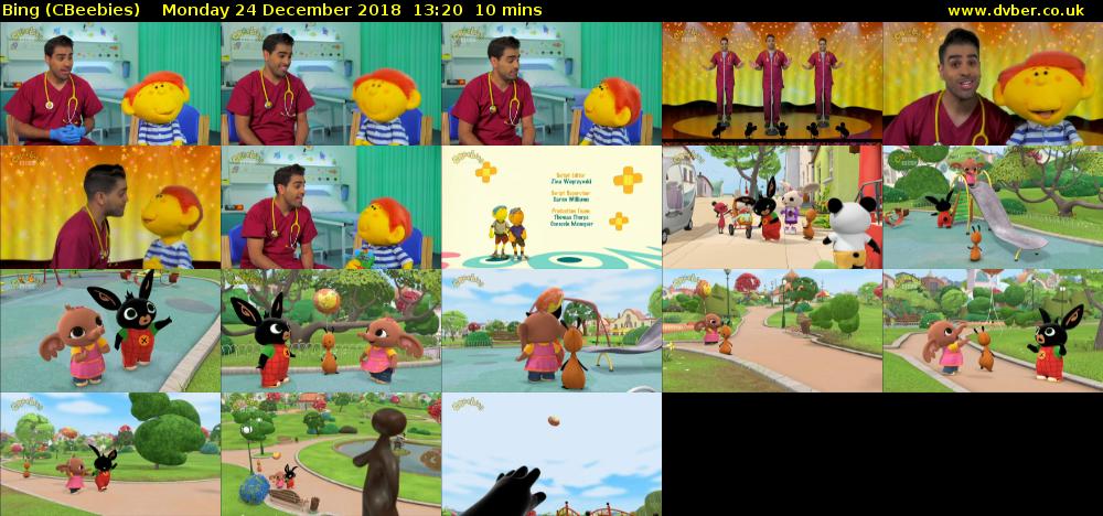 Bing (CBeebies) Monday 24 December 2018 13:20 - 13:30