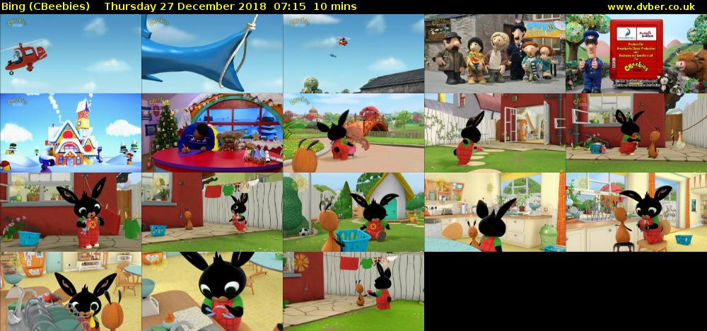 Bing (CBeebies) Thursday 27 December 2018 07:15 - 07:25