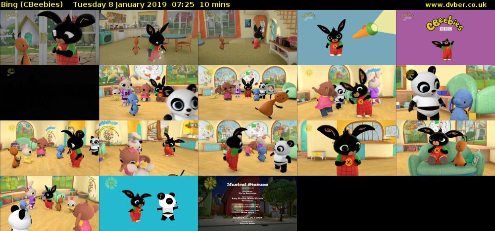 Bing (CBeebies) Tuesday 8 January 2019 07:25 - 07:35