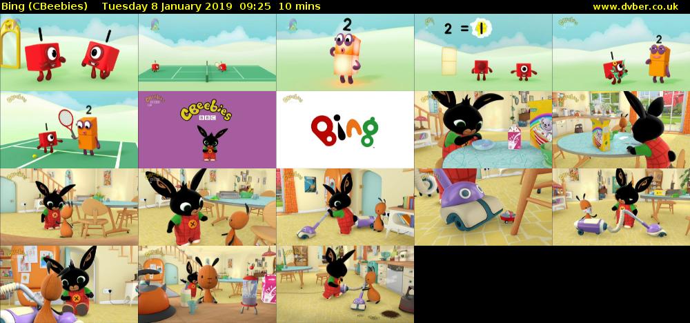 Bing (CBeebies) Tuesday 8 January 2019 09:25 - 09:35