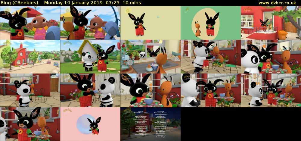 Bing (CBeebies) Monday 14 January 2019 07:25 - 07:35