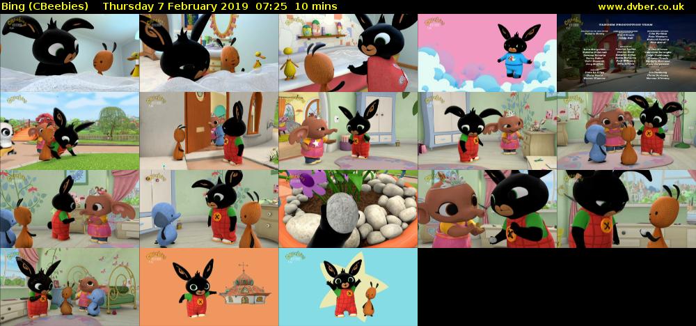 Bing (CBeebies) Thursday 7 February 2019 07:25 - 07:35