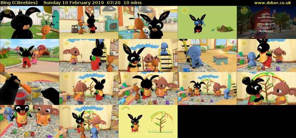 Bing (CBeebies) Sunday 10 February 2019 07:20 - 07:30