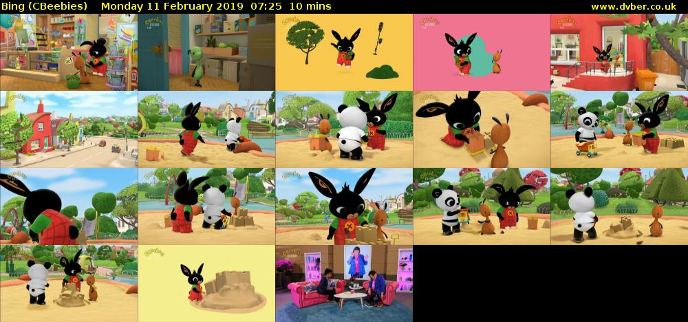 Bing (CBeebies) Monday 11 February 2019 07:25 - 07:35