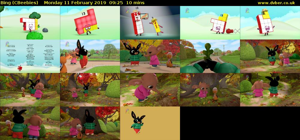 Bing (CBeebies) Monday 11 February 2019 09:25 - 09:35