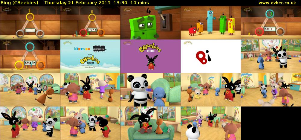 Bing (CBeebies) Thursday 21 February 2019 13:30 - 13:40