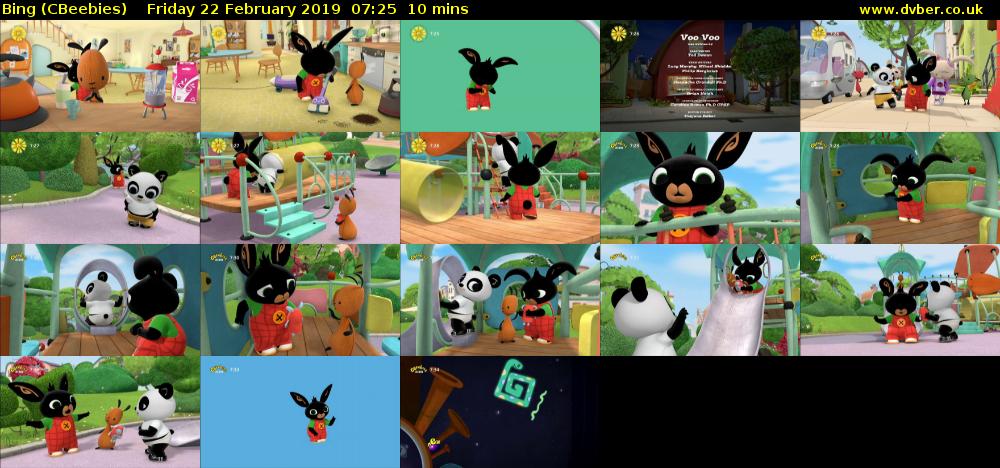 Bing (CBeebies) Friday 22 February 2019 07:25 - 07:35