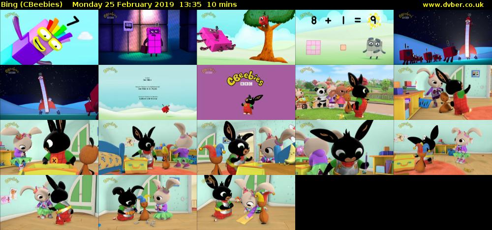 Bing (CBeebies) Monday 25 February 2019 13:35 - 13:45