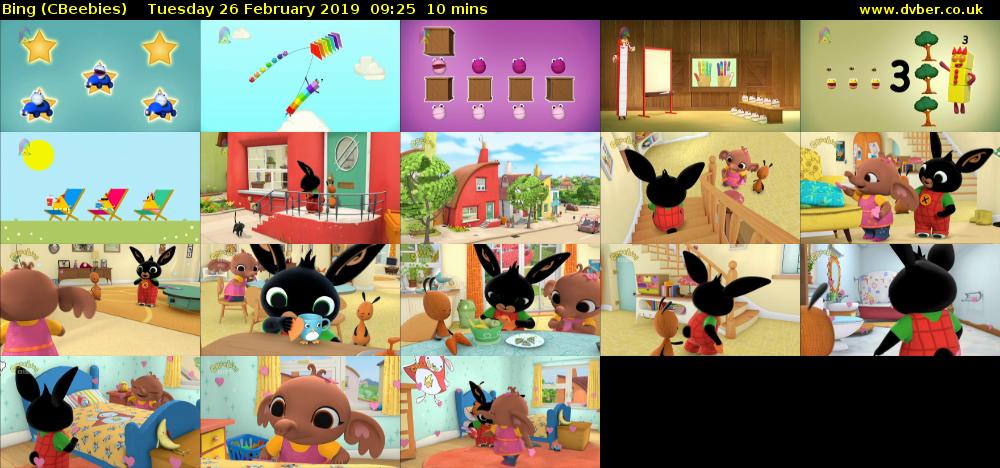 Bing (CBeebies) Tuesday 26 February 2019 09:25 - 09:35