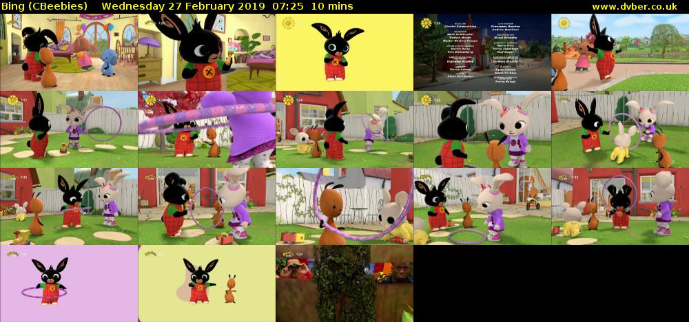 Bing (CBeebies) Wednesday 27 February 2019 07:25 - 07:35