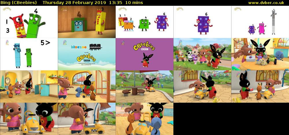 Bing (CBeebies) Thursday 28 February 2019 13:35 - 13:45