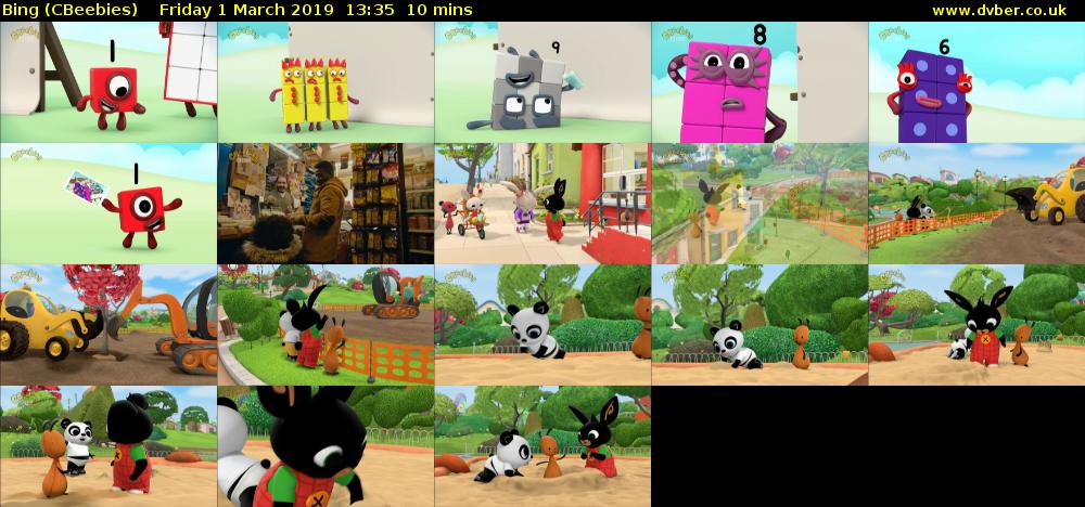 Bing (CBeebies) Friday 1 March 2019 13:35 - 13:45