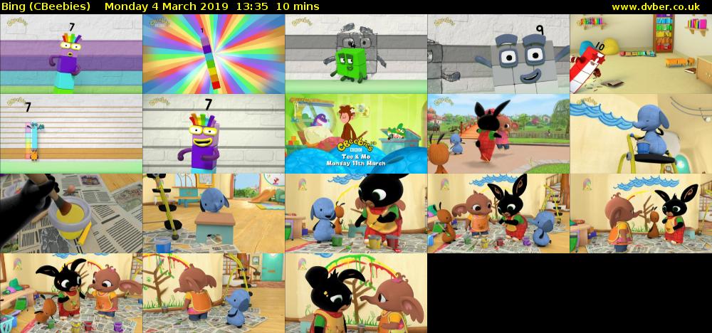 Bing (CBeebies) Monday 4 March 2019 13:35 - 13:45