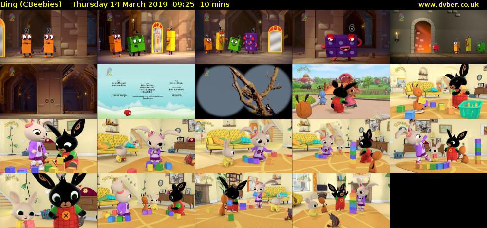 Bing (CBeebies) Thursday 14 March 2019 09:25 - 09:35
