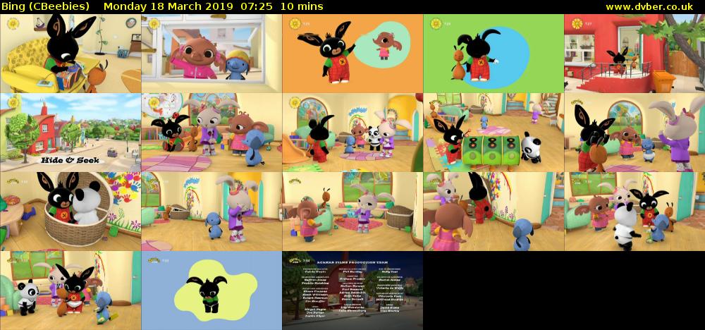 Bing (CBeebies) Monday 18 March 2019 07:25 - 07:35