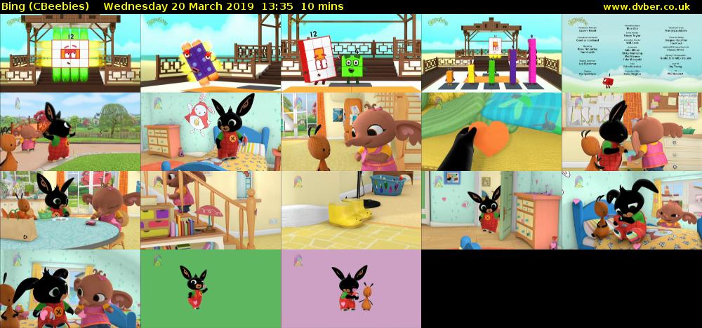 Bing (CBeebies) Wednesday 20 March 2019 13:35 - 13:45
