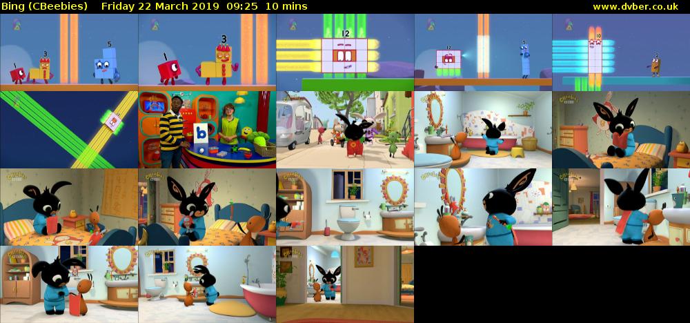 Bing (CBeebies) Friday 22 March 2019 09:25 - 09:35