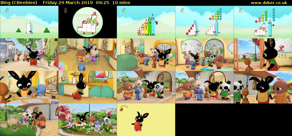 Bing (CBeebies) Friday 29 March 2019 09:25 - 09:35