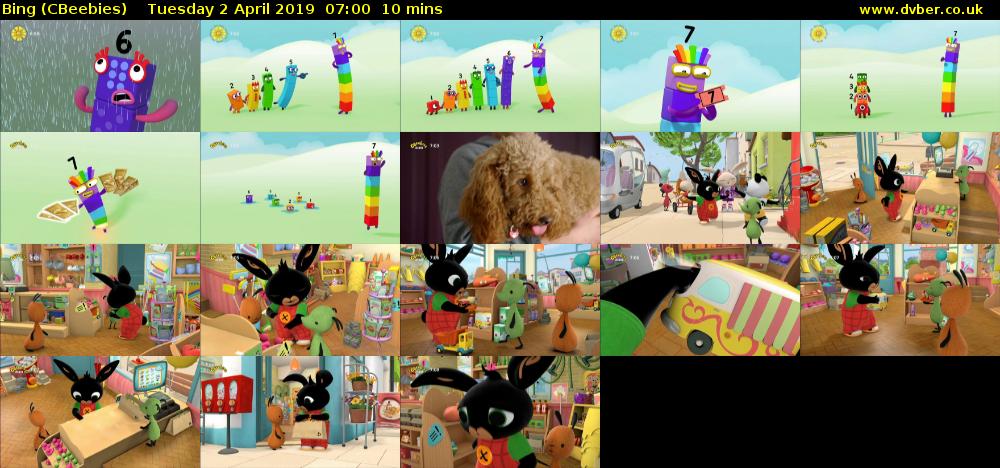 Bing (CBeebies) Tuesday 2 April 2019 07:00 - 07:10