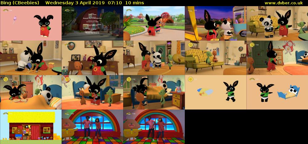 Bing (CBeebies) Wednesday 3 April 2019 07:10 - 07:20