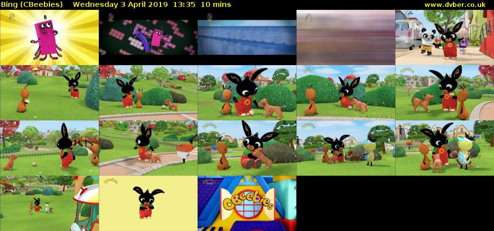 Bing (CBeebies) Wednesday 3 April 2019 13:35 - 13:45
