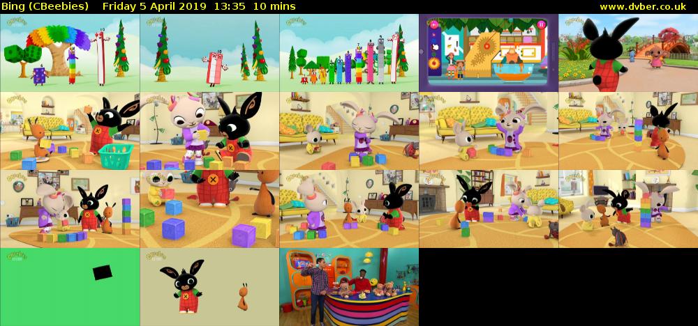 Bing (CBeebies) Friday 5 April 2019 13:35 - 13:45