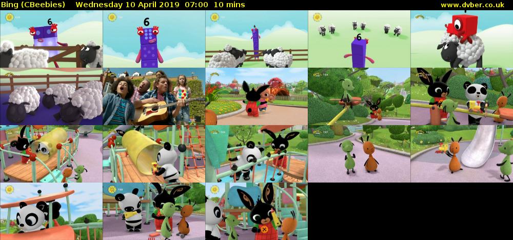 Bing (CBeebies) Wednesday 10 April 2019 07:00 - 07:10
