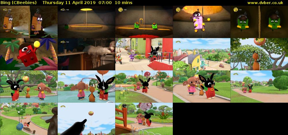 Bing (CBeebies) Thursday 11 April 2019 07:00 - 07:10