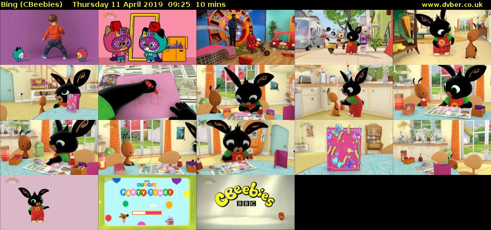 Bing (CBeebies) Thursday 11 April 2019 09:25 - 09:35