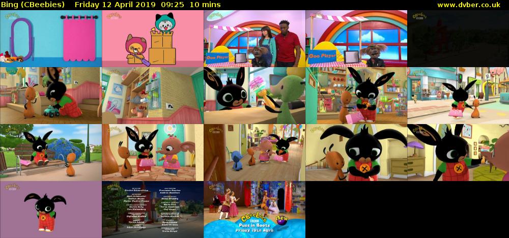 Bing (CBeebies) Friday 12 April 2019 09:25 - 09:35