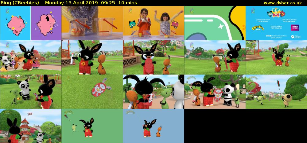 Bing (CBeebies) Monday 15 April 2019 09:25 - 09:35