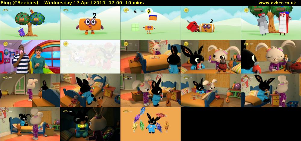 Bing (CBeebies) Wednesday 17 April 2019 07:00 - 07:10