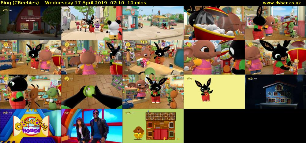 Bing (CBeebies) Wednesday 17 April 2019 07:10 - 07:20