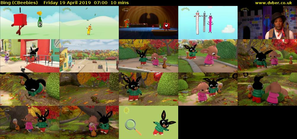 Bing (CBeebies) Friday 19 April 2019 07:00 - 07:10