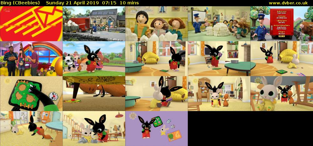 Bing (CBeebies) Sunday 21 April 2019 07:15 - 07:25