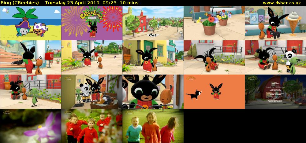 Bing (CBeebies) Tuesday 23 April 2019 09:25 - 09:35