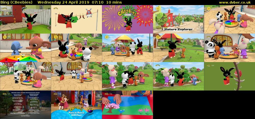 Bing (CBeebies) Wednesday 24 April 2019 07:10 - 07:20