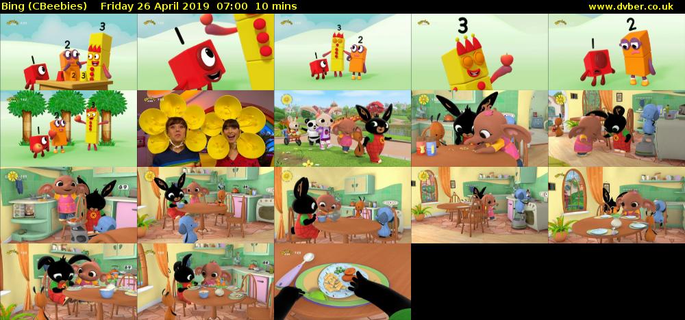 Bing (CBeebies) Friday 26 April 2019 07:00 - 07:10