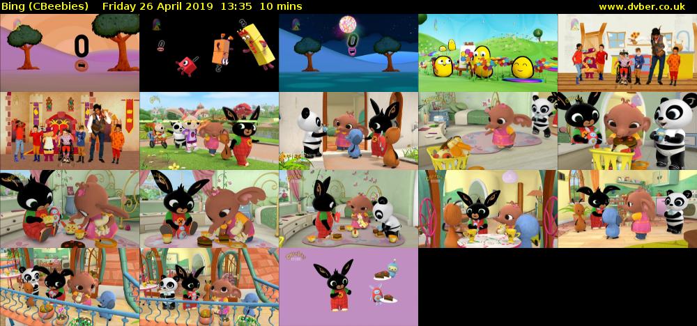 Bing (CBeebies) Friday 26 April 2019 13:35 - 13:45